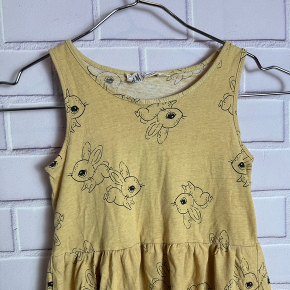 H&M Charming Yellow GIRLS Dress with Bunny Print/size 6X-7 - Picture 3 of 9